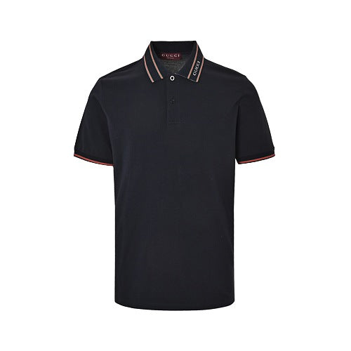 Exclusive Gucci Web Stripe Tipped Polo Shirt — White — Size XS — Side View