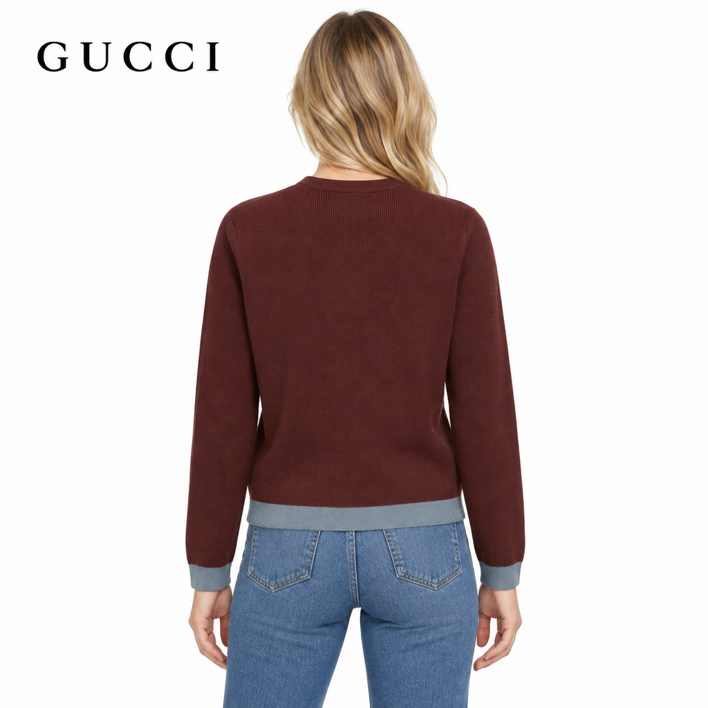 Exclusive Gucci Unisex Polo Sweater — Red — Size S — Side View