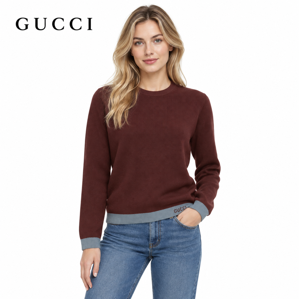 Exclusive Gucci Unisex Polo Sweater — Red — Size S — Front View