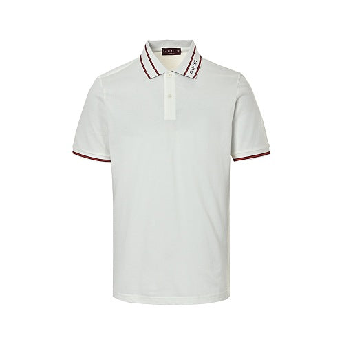 Exclusive Gucci Web Stripe Tipped Polo Shirt — White — Size XS — Alternate View 7