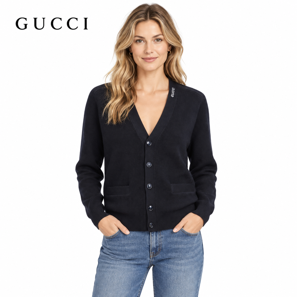 Exclusive Gucci Unisex Knit Cardigan — S — Front View