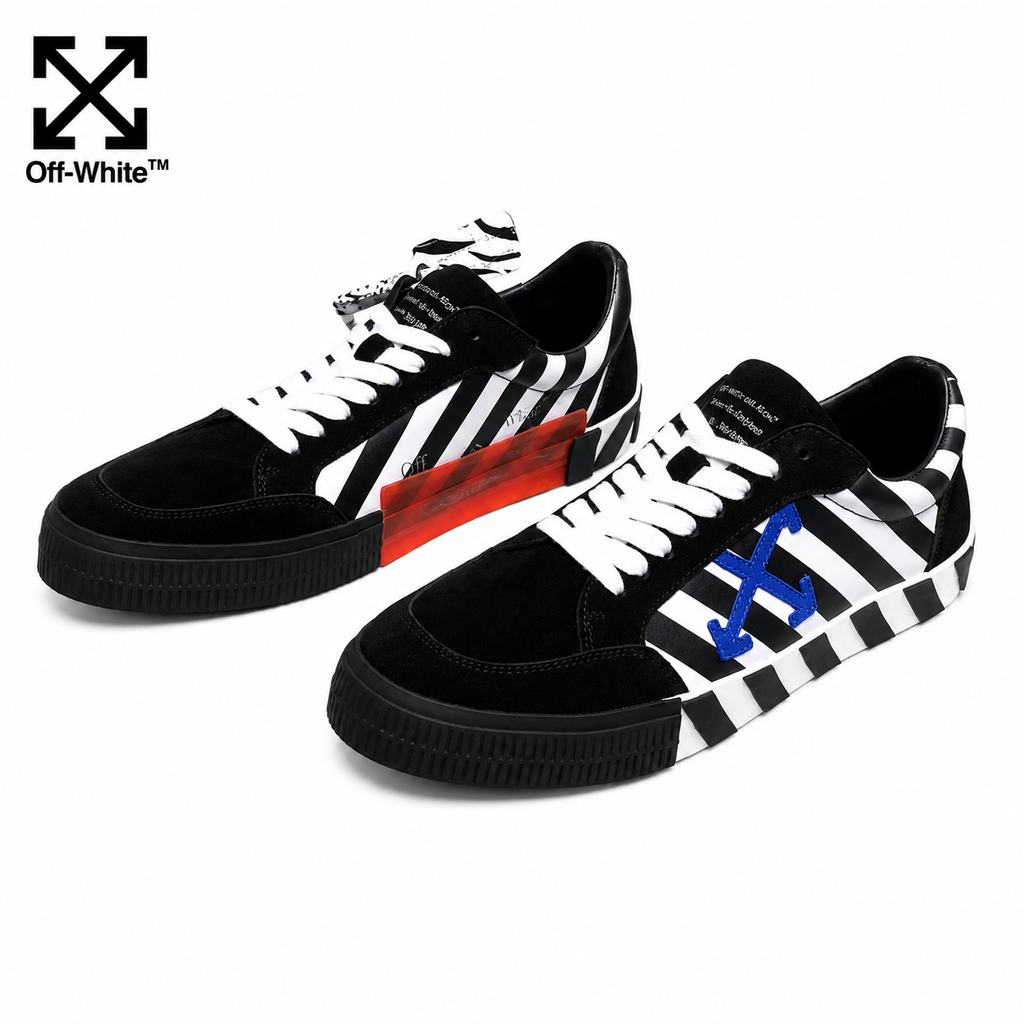 Exclusive Off-White  sneakers #62 — Black-yellow — Size 36 — Front View