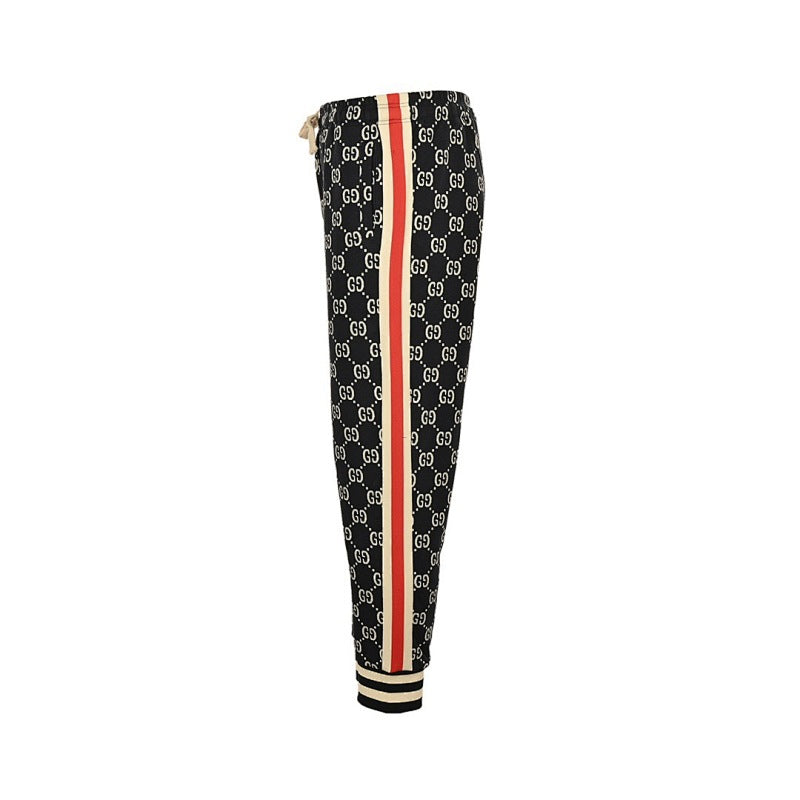 Exclusive Gucci GG Monogram Jogger Pants with Web Stripe — XS — Back View
