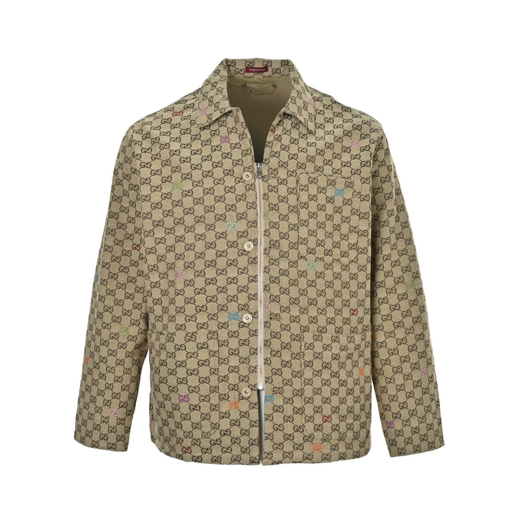 Exclusive GG Monogram Canvas Jacket with Multicolor Embroidery — S — Side View