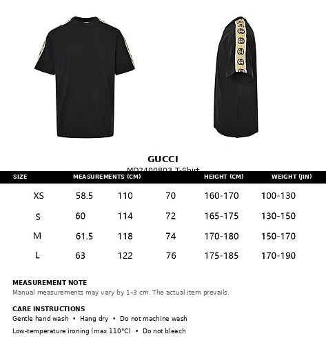 Exclusive Gucci GG Tape Shoulder-Stripe Oversized T-Shirt — Black — Size XS — Back View