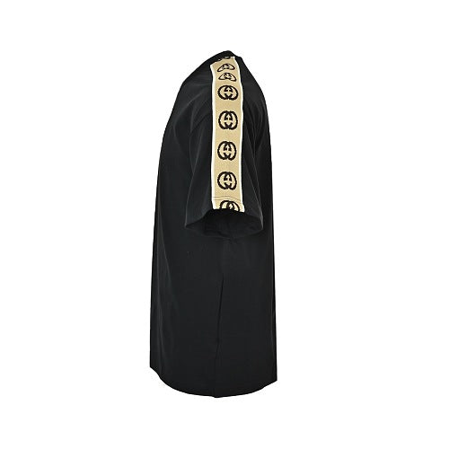 Exclusive Gucci GG Tape Shoulder-Stripe Oversized T-Shirt — Black — Size XS — Top View