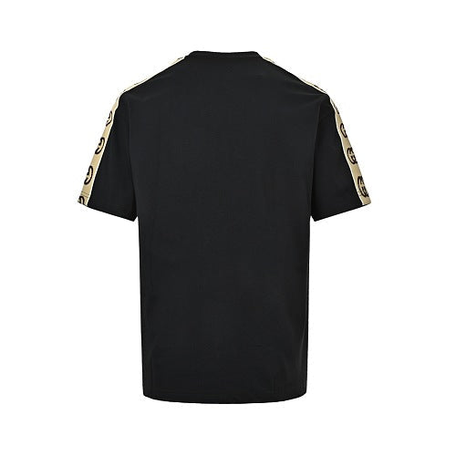 Exclusive Gucci GG Tape Shoulder-Stripe Oversized T-Shirt — Black — Size XS — Detail View