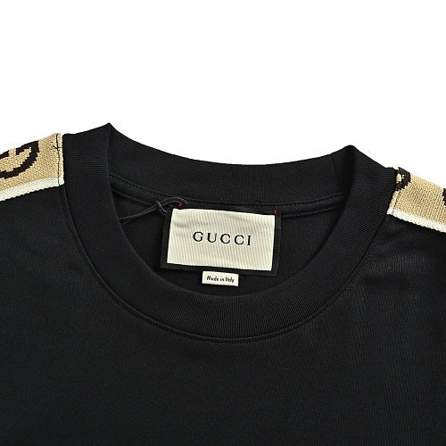 Exclusive Gucci GG Tape Shoulder-Stripe Oversized T-Shirt — Black — Size XS — Lifestyle View