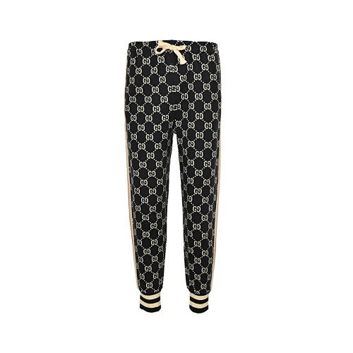 Exclusive Gucci GG Monogram Jogger Pants with Web Stripe — XS — Side View