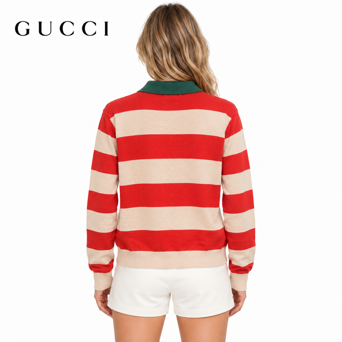 Exclusive Gucci Unisex Striped Polo Sweater — S — Side View