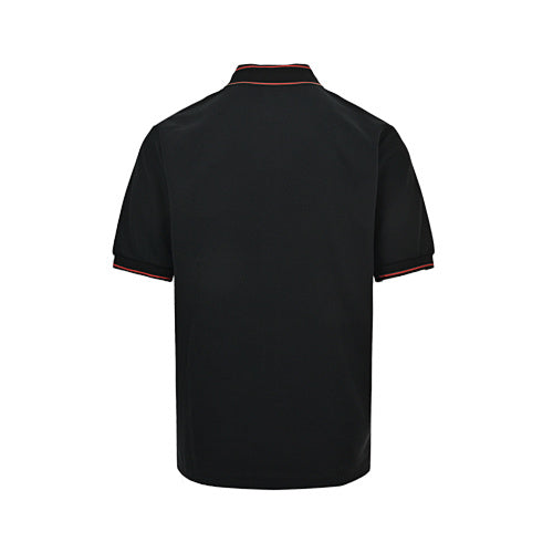 Exclusive Gucci Logo Embroidered Polo Shirt – Black / White Piqué Cotton — Black — Size XS — Top View