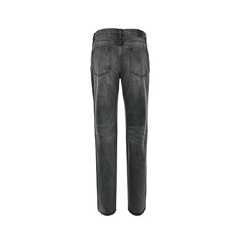 Exclusive Gucci GG Monogram Straight-Leg Jeans with Horsebit Chain — 28 — Top View