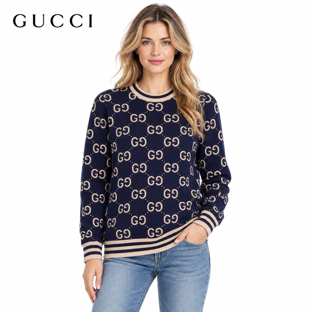 Exclusive Gucci Unisex G8513 Monogram Crewneck Sweater — S — Front View