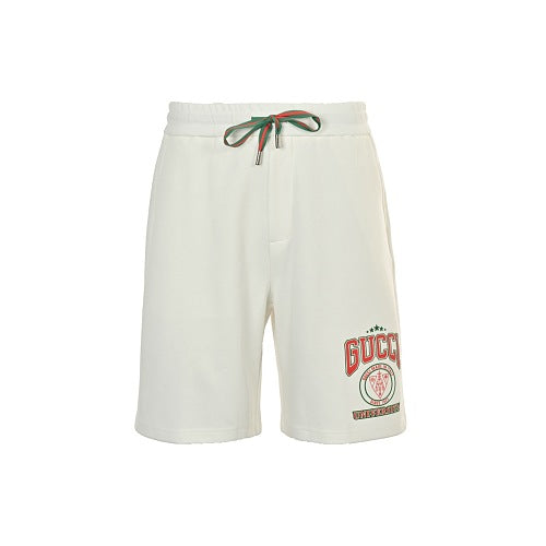 Exclusive Gucci University Crest Sweat Shorts — White — Size M — Detail View