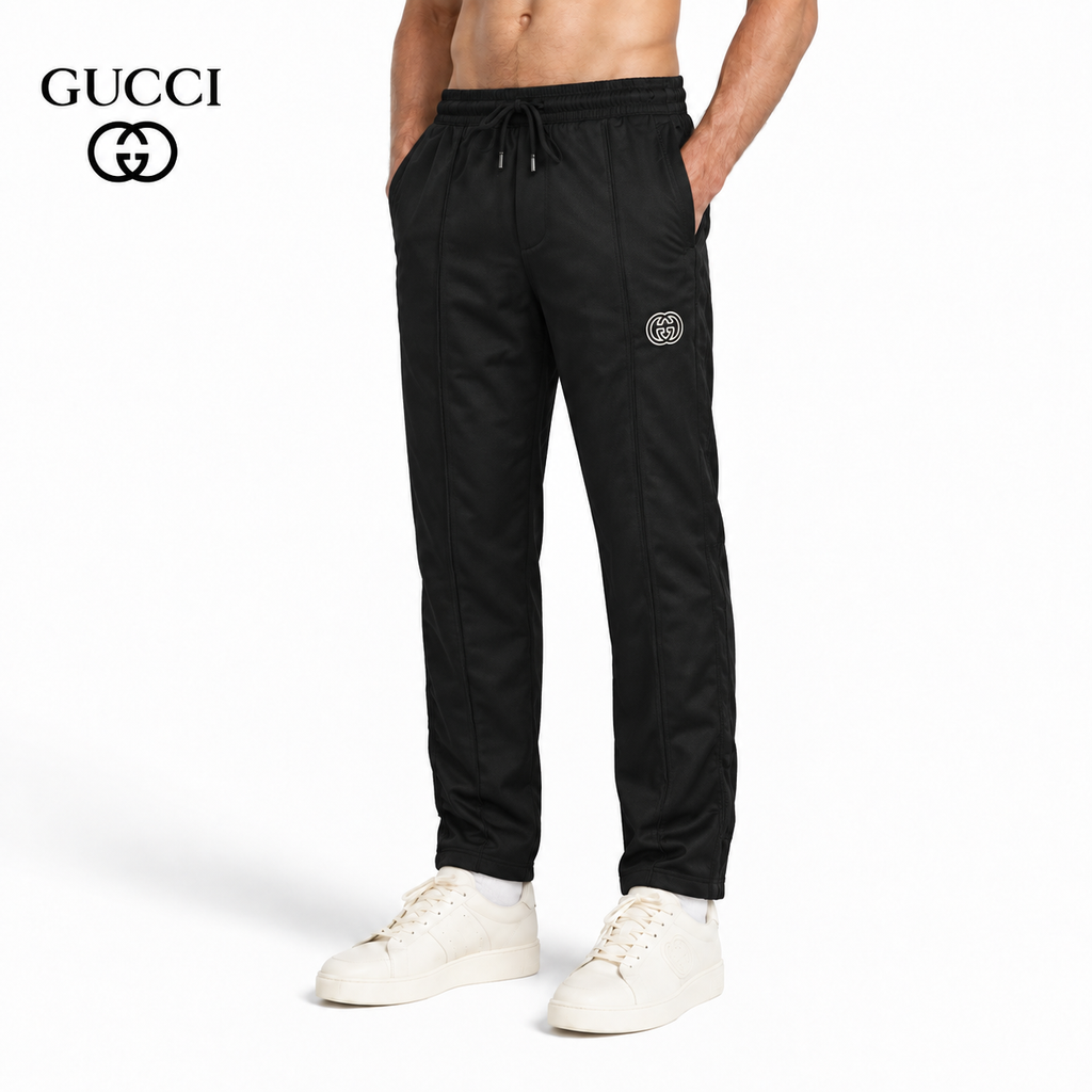 Exclusive Gucci GG Monogram Jogger Pants with Web Stripe — XS — Front View
