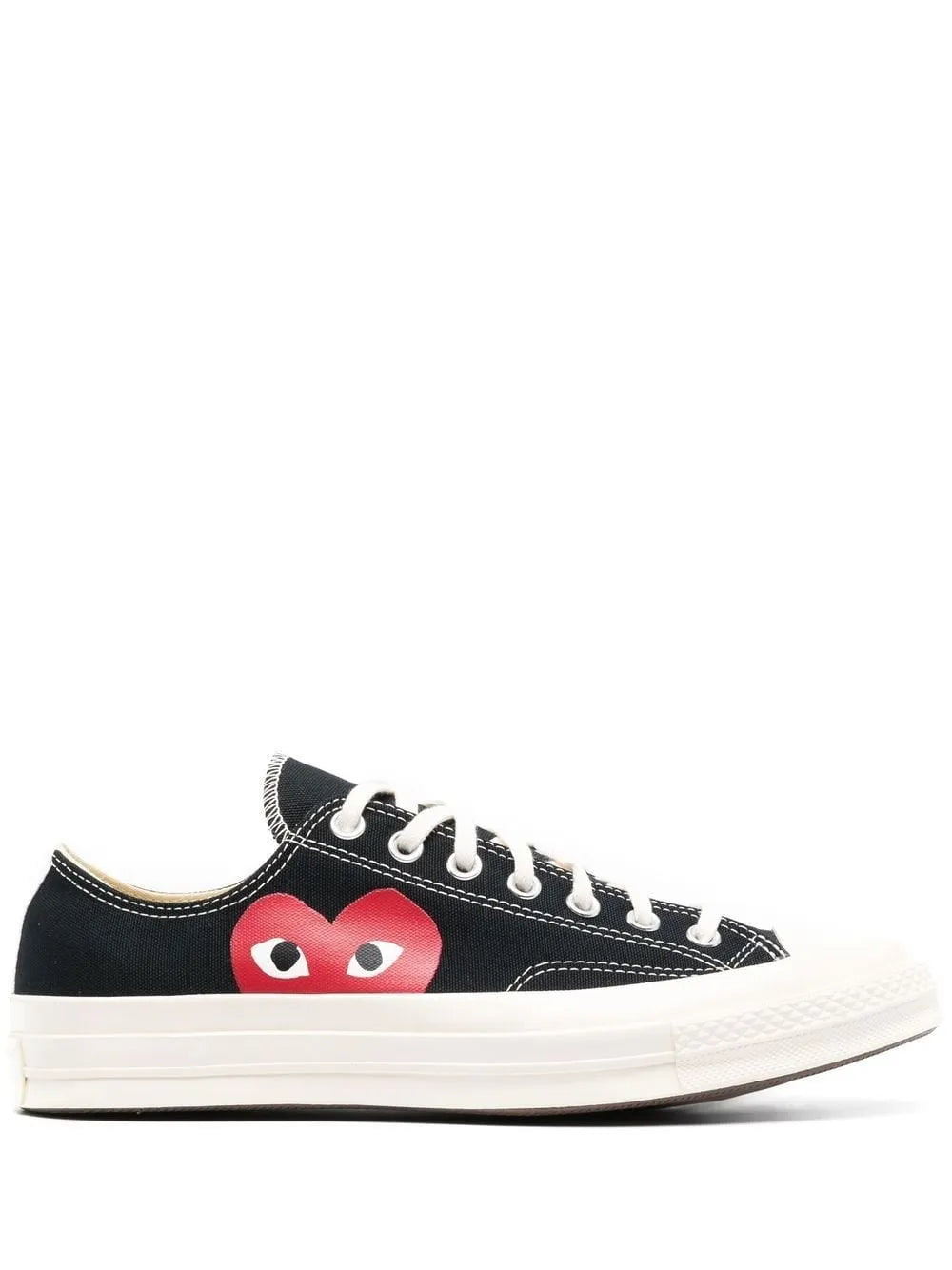 Exclusive Comme Des Gar ns Play X Converse Cuck 70 Heart-Print Canvas Sneakers — Black — Size US M 5 - US W 6.5 — Front View