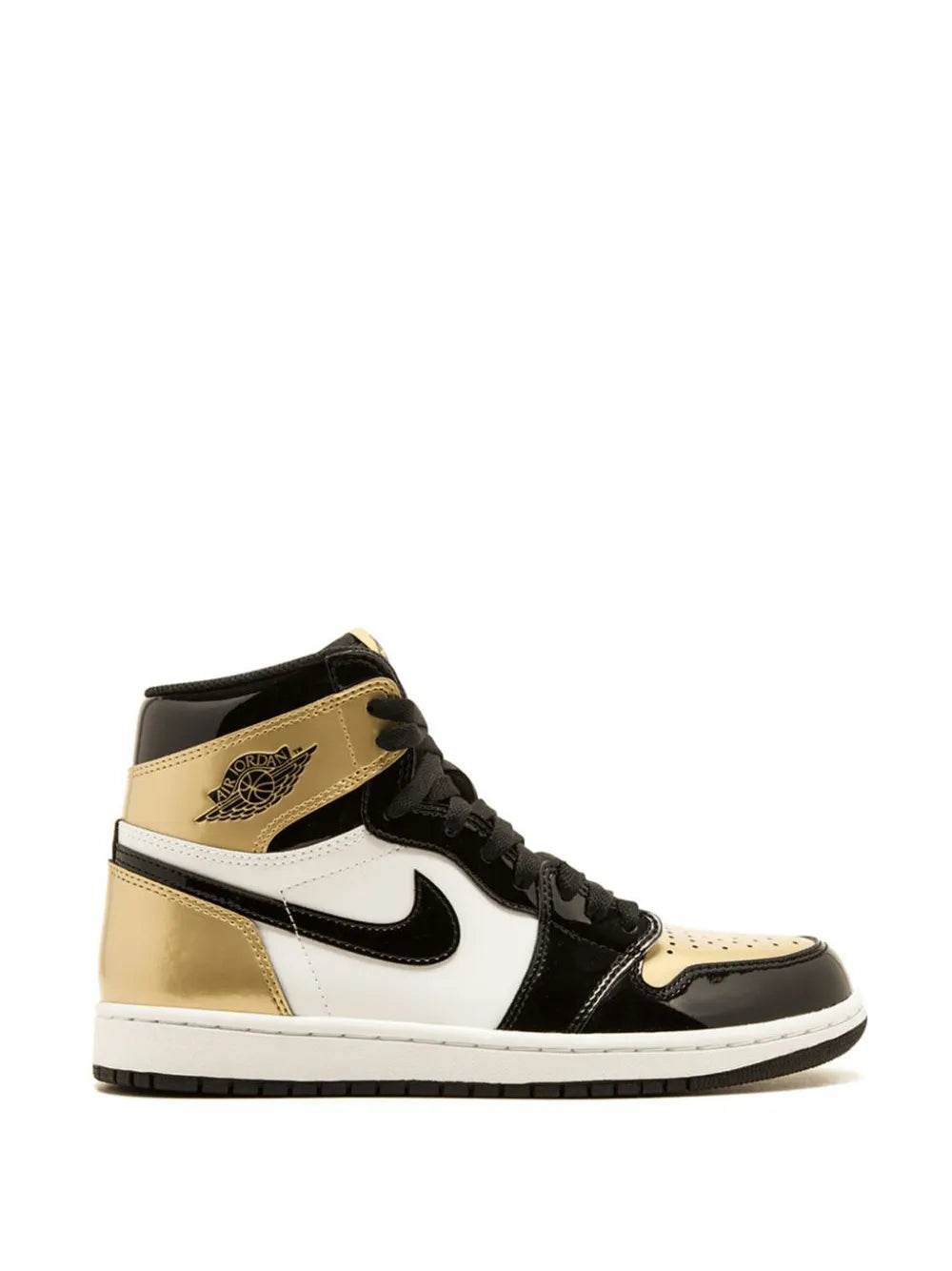 Exclusive Air Jordan 1 Retro High Og Nrg Gold Top 3 Sneakers — Same as shown — Size US M 7 - US W 8.5 — Back View