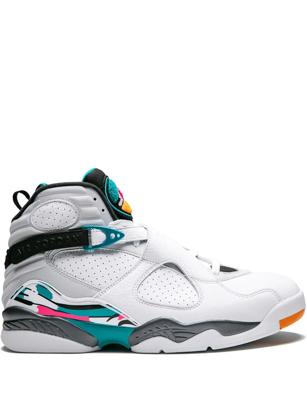 Exclusive Air Jordan 8 Retro South Beach Sneakers — White — Size US M 8.5 - US W 10 — Front View