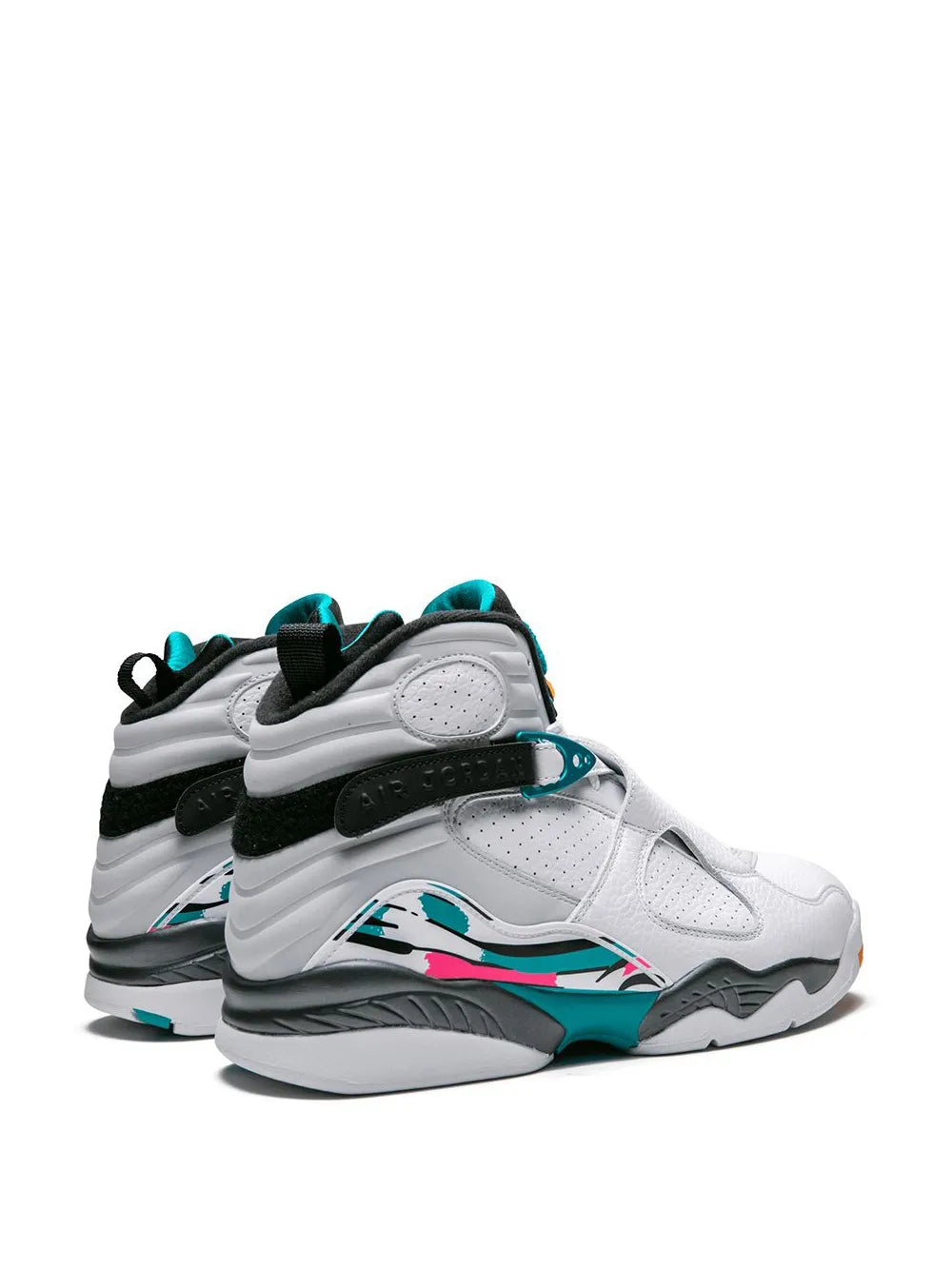 Exclusive Air Jordan 8 Retro South Beach Sneakers — White — Size US M 8.5 - US W 10 — Back View