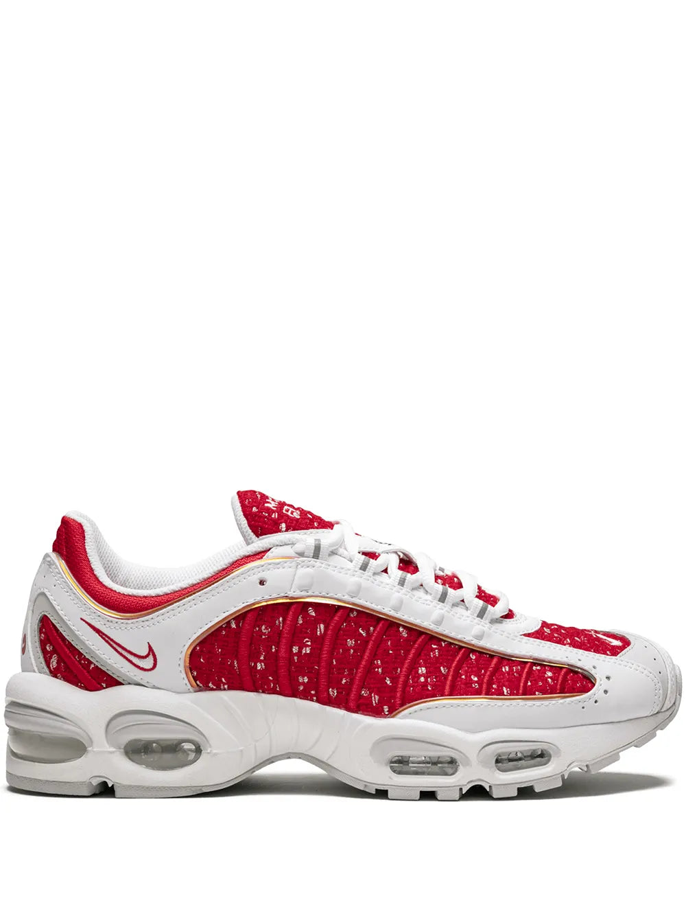 Exclusive Nike X Supreme Air Max 98 Tailwind 4 White/Red Sneakers — Same as shown — Size US M 10.5 - US W 12 — Front View