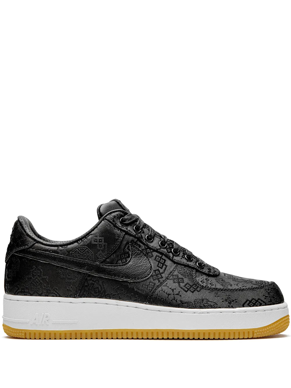Exclusive Nike X Fragment X Clot Air Force 1 07 Black Silk Sneakers — Black — Size US M 4.5 - US W 6 — Front View