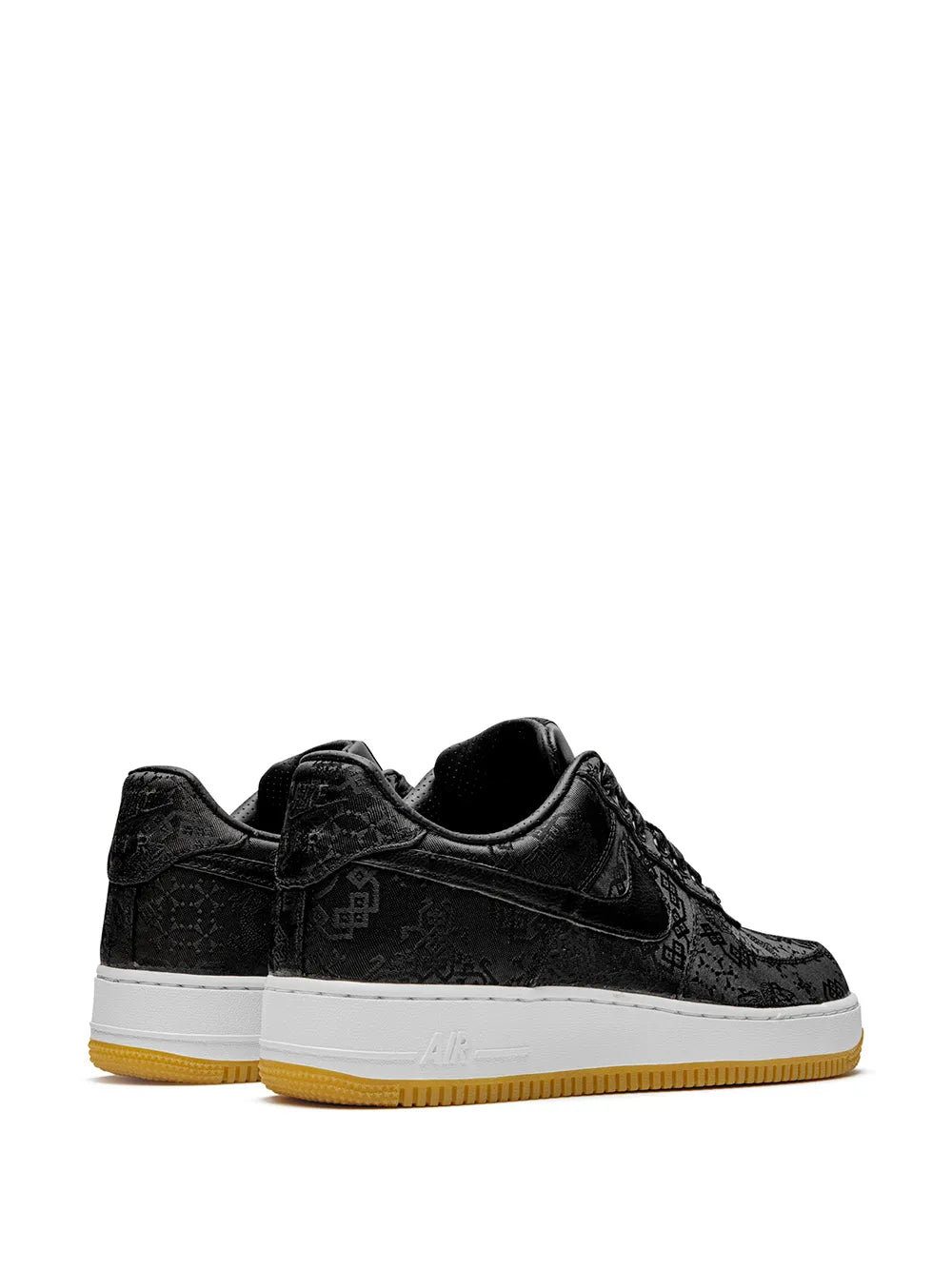 Exclusive Nike X Fragment X Clot Air Force 1 07 Black Silk Sneakers — Black — Size US M 4.5 - US W 6 — Back View