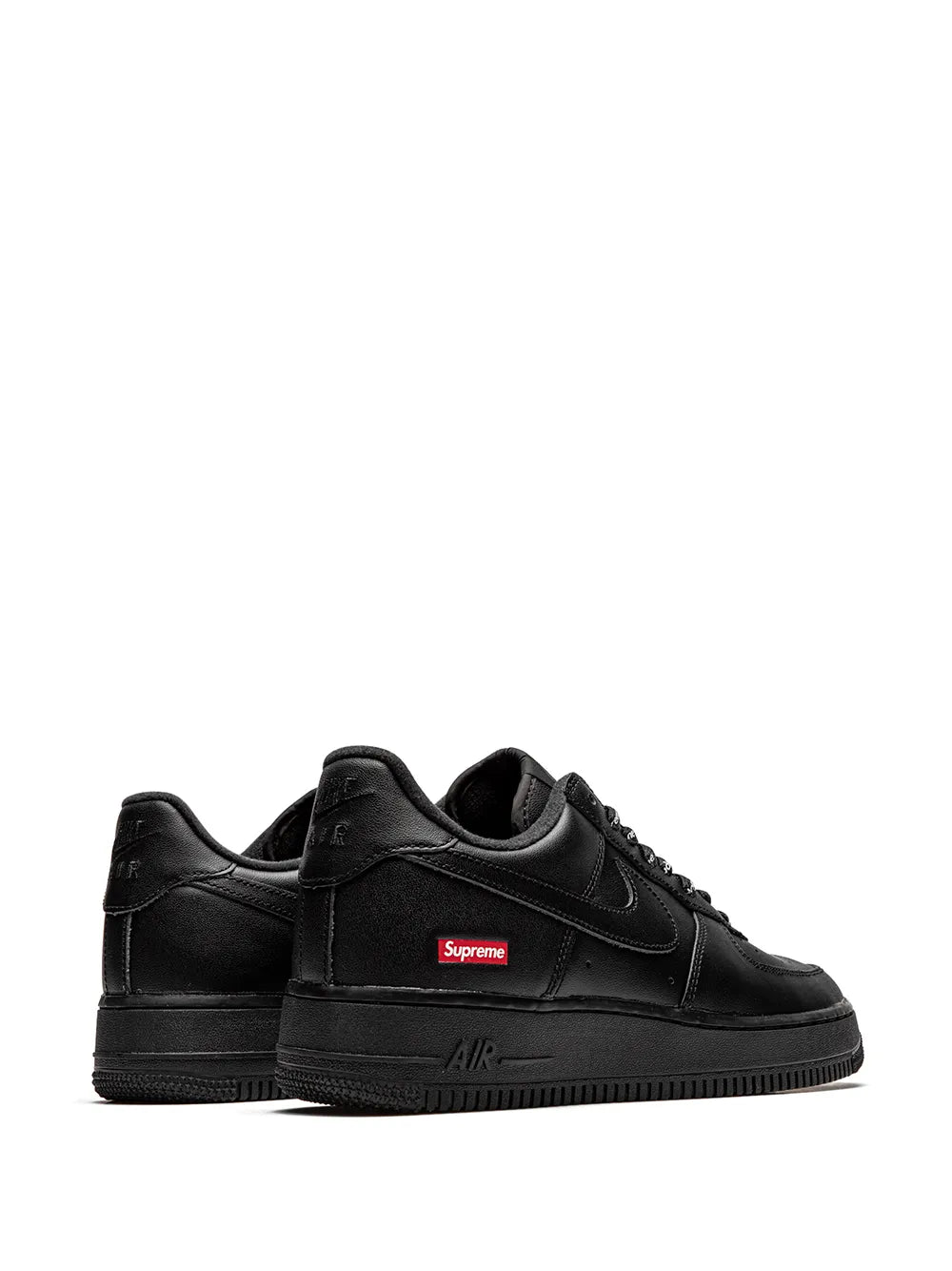 Exclusive Nike X Supreme Air Force 1 Low Mini Box Logo Black Sneakers — Black — Size US M 8 - US W 9.5 — Back View