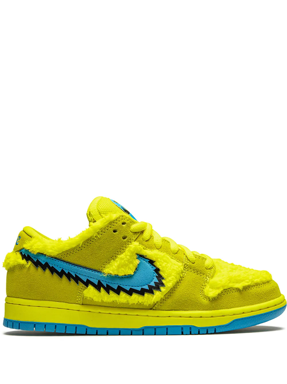 Exclusive Nike X Grateful Dead Sb Dunk Low Yellow Bear Sneakers — Yellow/Blue Fury — Size US M 3.5 - US W 5 — Front View