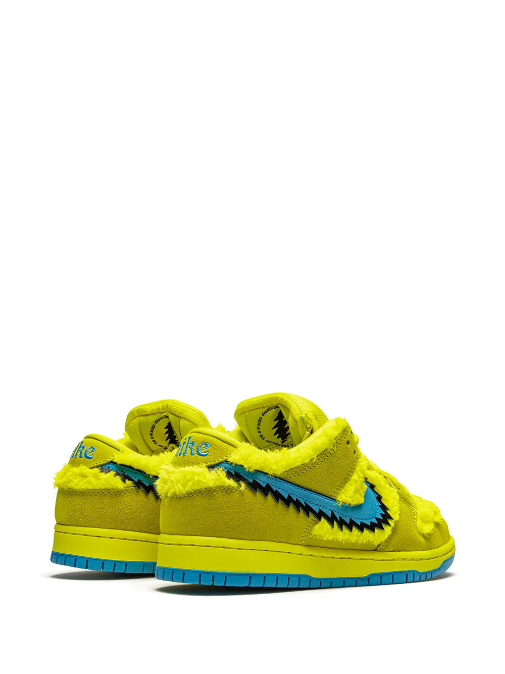 Exclusive Nike X Grateful Dead Sb Dunk Low Yellow Bear Sneakers — Yellow/Blue Fury — Size US M 3.5 - US W 5 — Back View