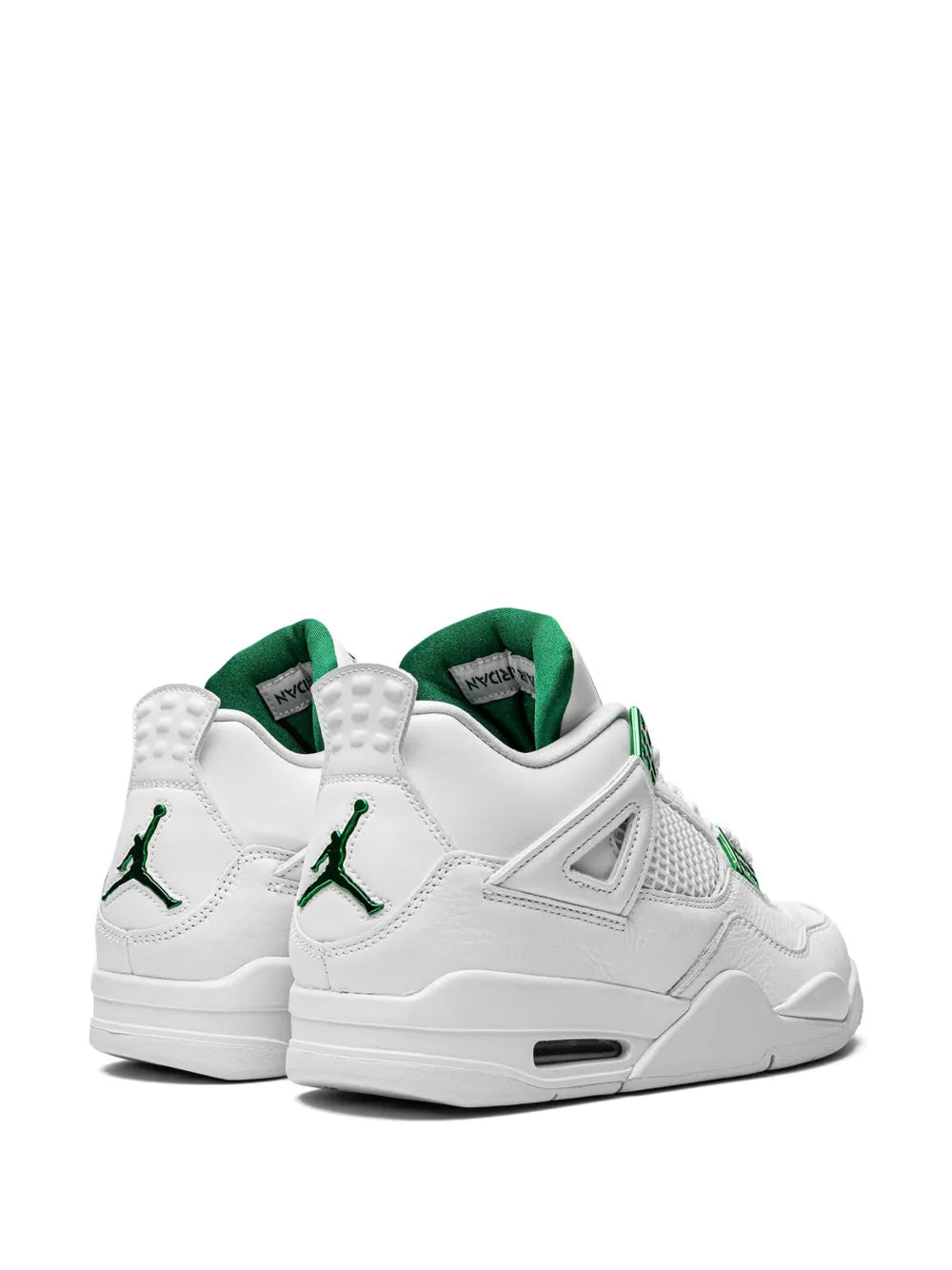 Exclusive Air Jordan 4 Retro Sneakers — White/Dark Green — Size US M 5 - US W 6.5 — Back View