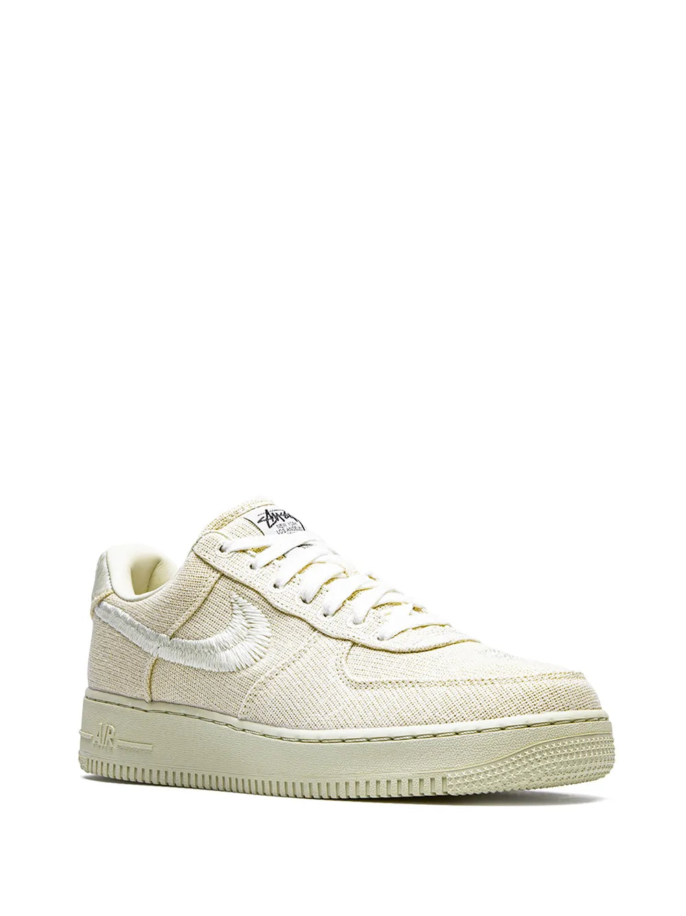 Exclusive Nike X Stussy Air Force 1 Low Fossil Sneakers — Cream — Size US M 6 - US W 7.5 — Side View