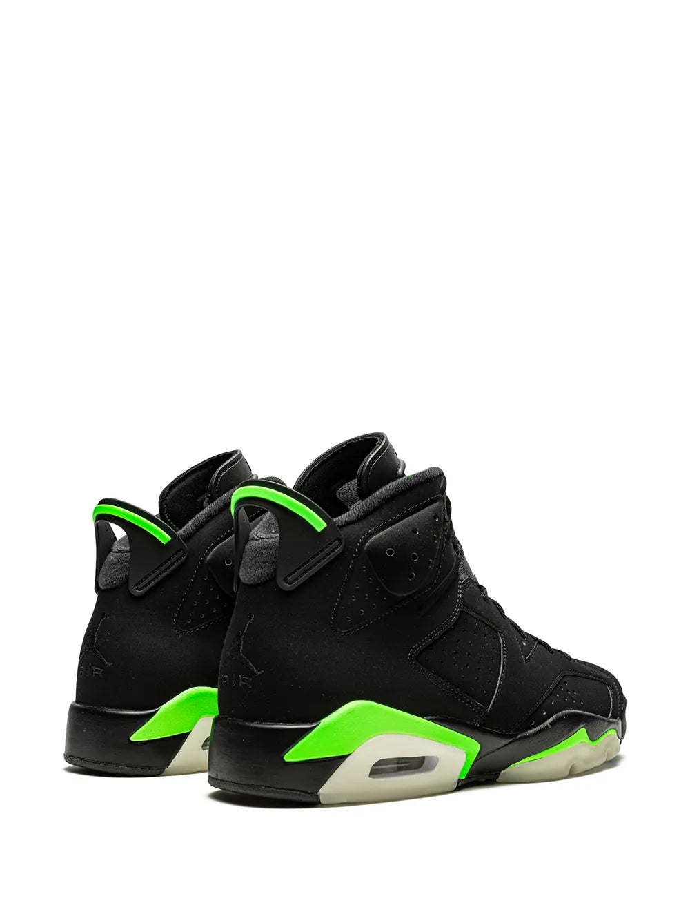Exclusive Air Jordan 6 Retro Electric Green Sneakers — Black — Size US M 6.5 - US W 8 — Back View