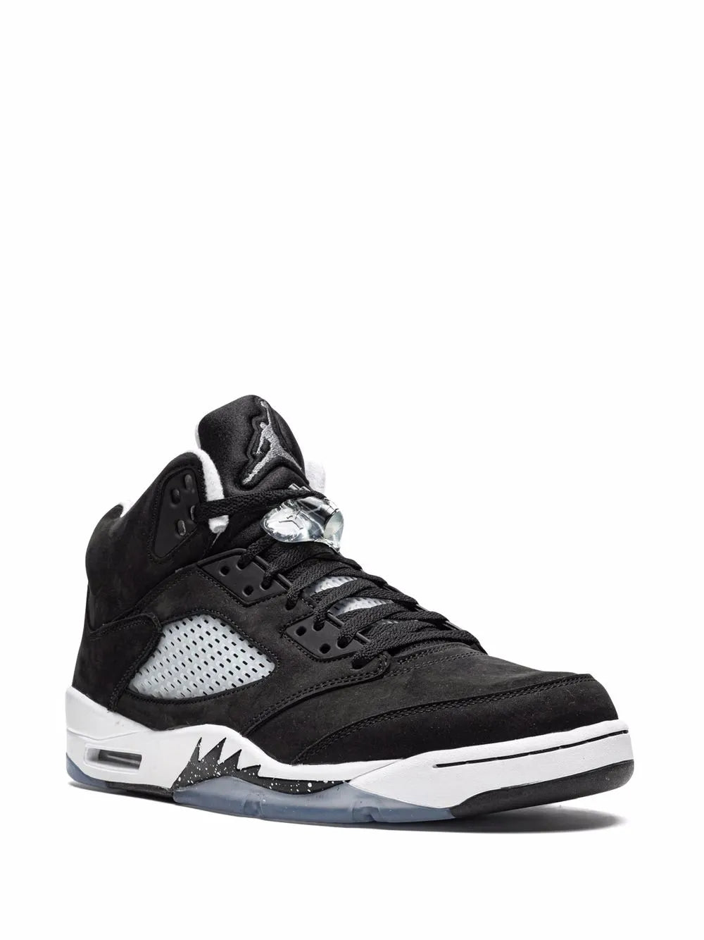 Exclusive Air Jordan 5 Retro Sneakers — Black/White — Size US M 6 - US W 7.5 — Side View