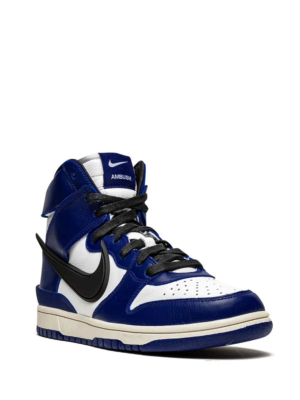 Exclusive Nike X Ambush Dunk High Sp Deep Royal Sneakers — Blue/Black/White — Size US M 7 - US W 8.5 — Side View