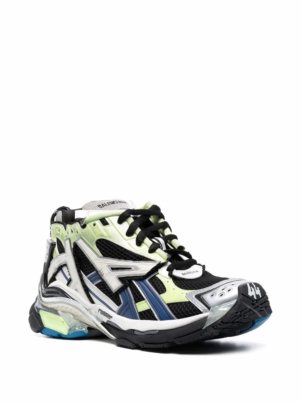 Exclusive Balenciaga Runner Panelled Low-Top Sneakers — Green/Black/Navy — Size US M 9 - US W 10.5 — Side View