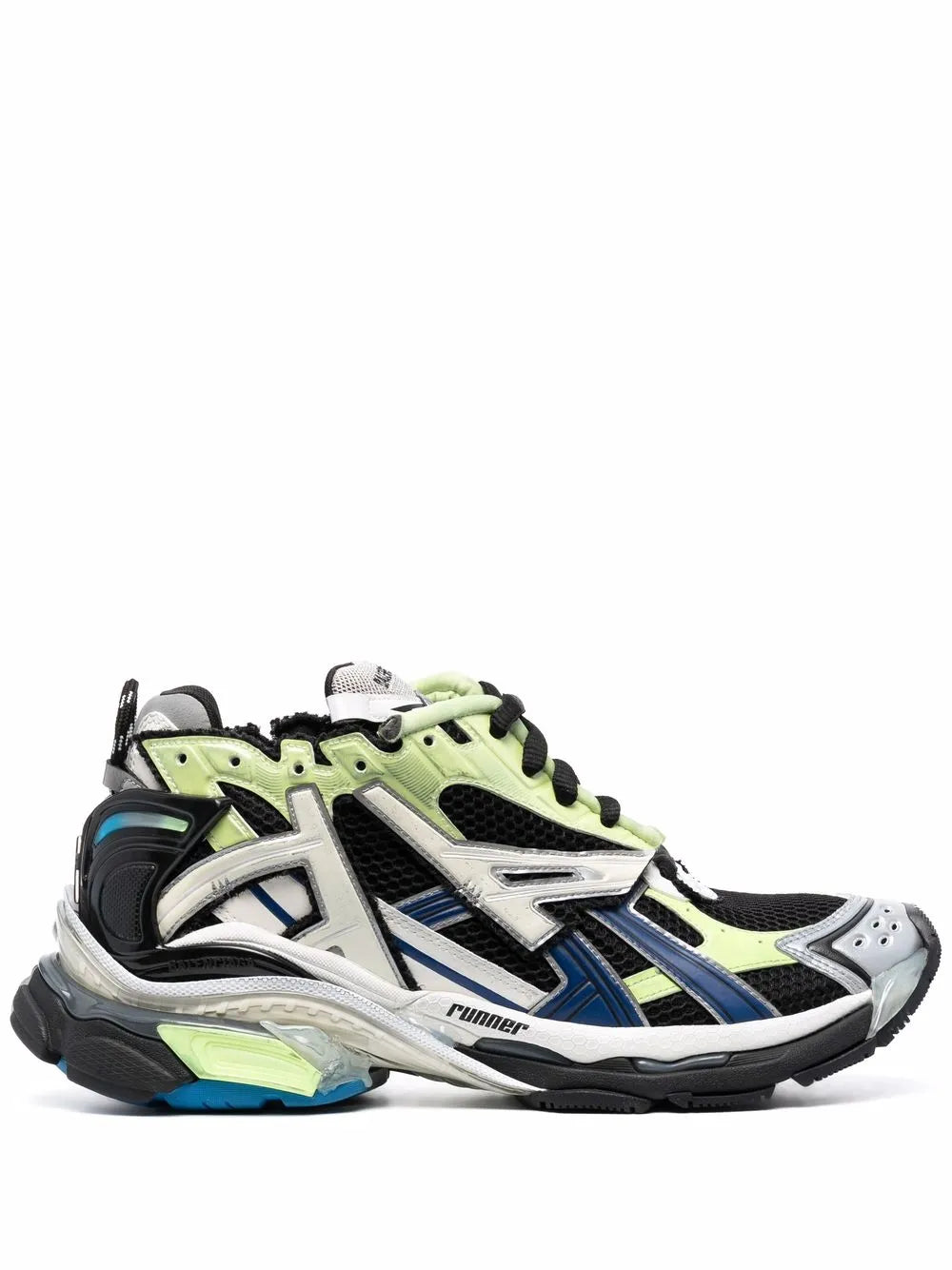 Exclusive Balenciaga Runner Panelled Low-Top Sneakers — Green/Black/Navy — Size US M 9 - US W 10.5 — Front View