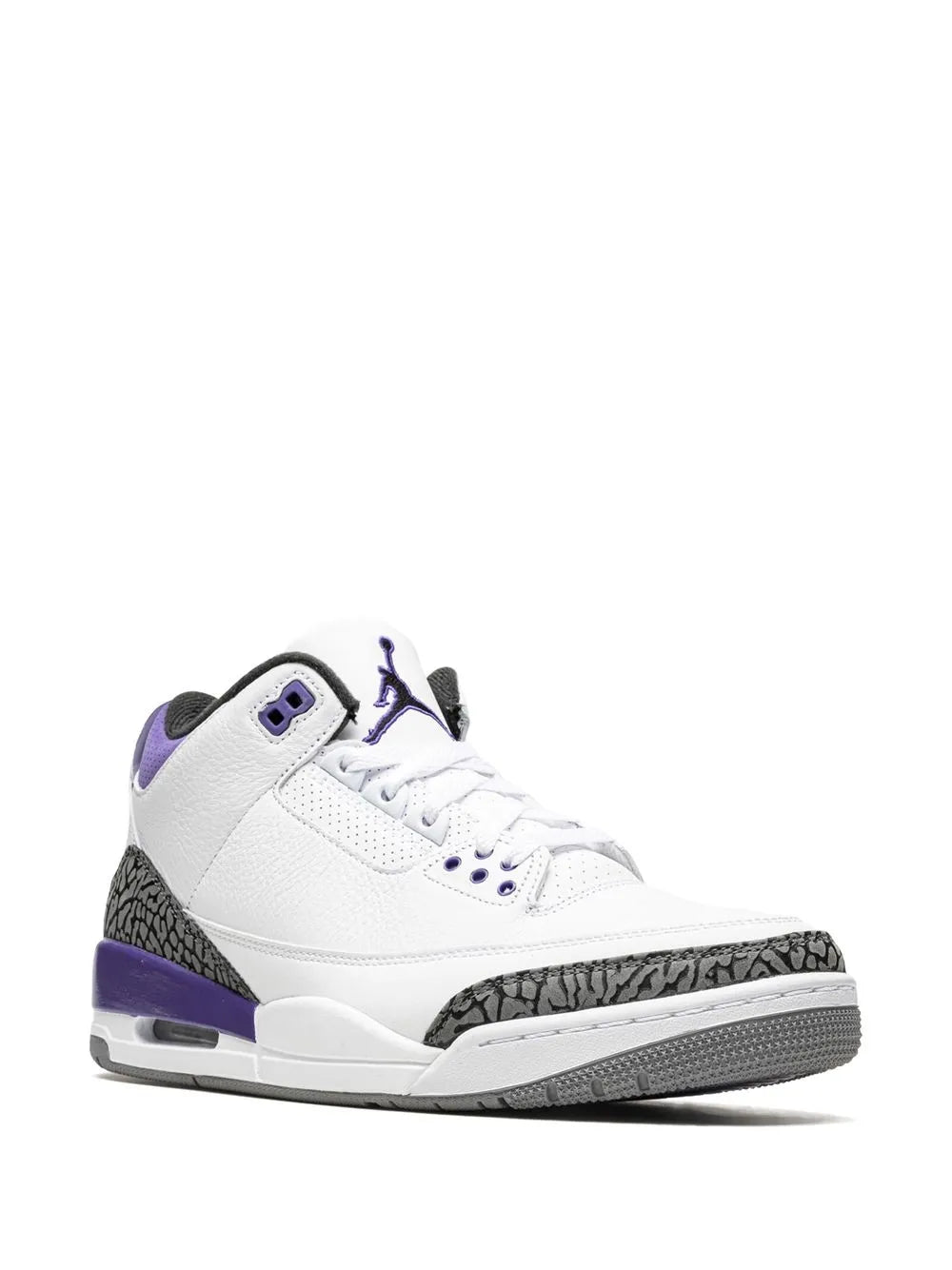Exclusive Air Jordan 3 Dark Iris Sneakers — Purple/White/Grey — Size US M 6.5 - US W 8 — Side View