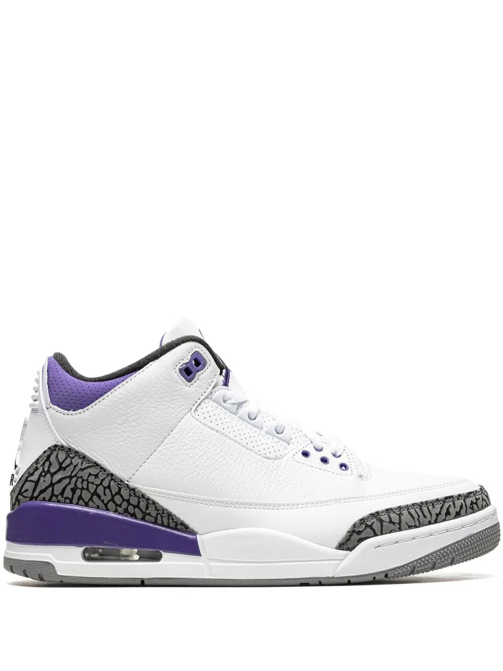 Exclusive Air Jordan 3 Dark Iris Sneakers — Purple/White/Grey — Size US M 6.5 - US W 8 — Front View