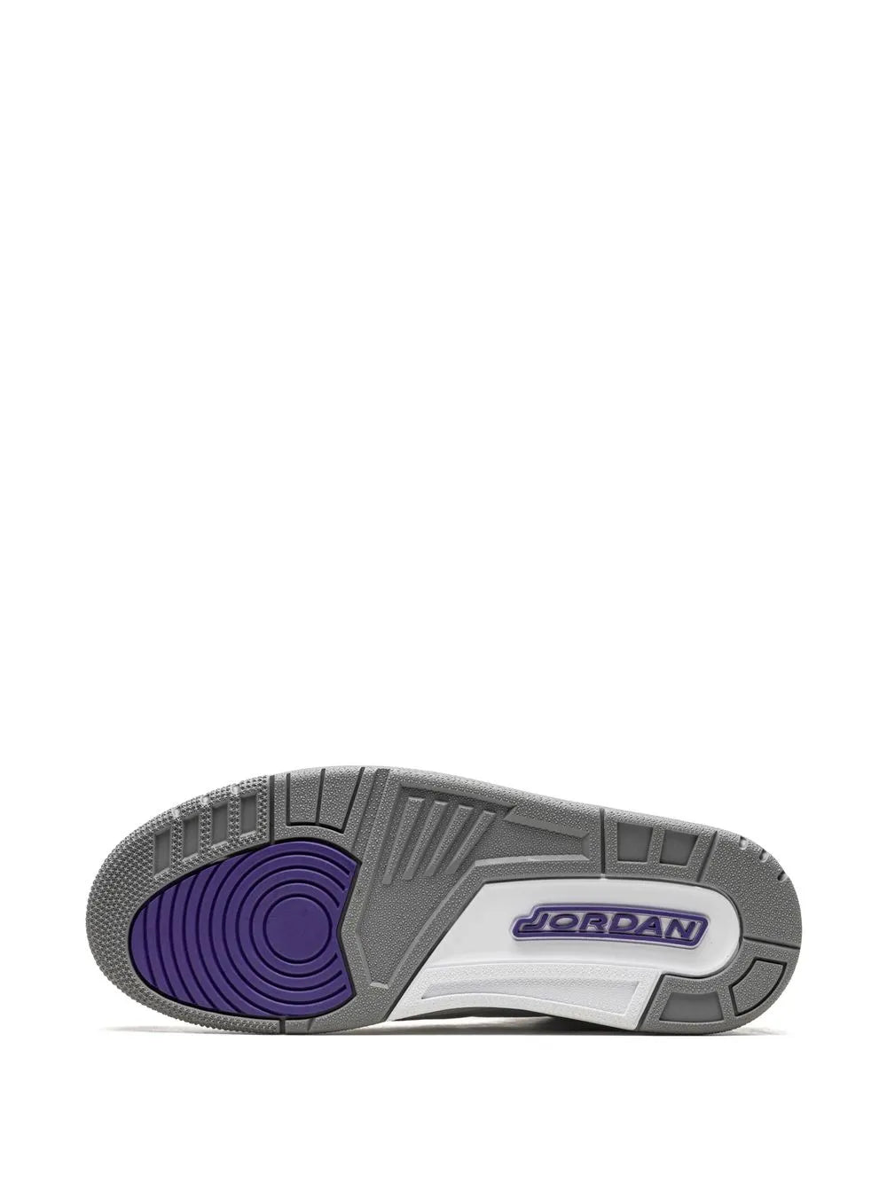 Exclusive Air Jordan 3 Dark Iris Sneakers — Purple/White/Grey — Size US M 6.5 - US W 8 — Top View