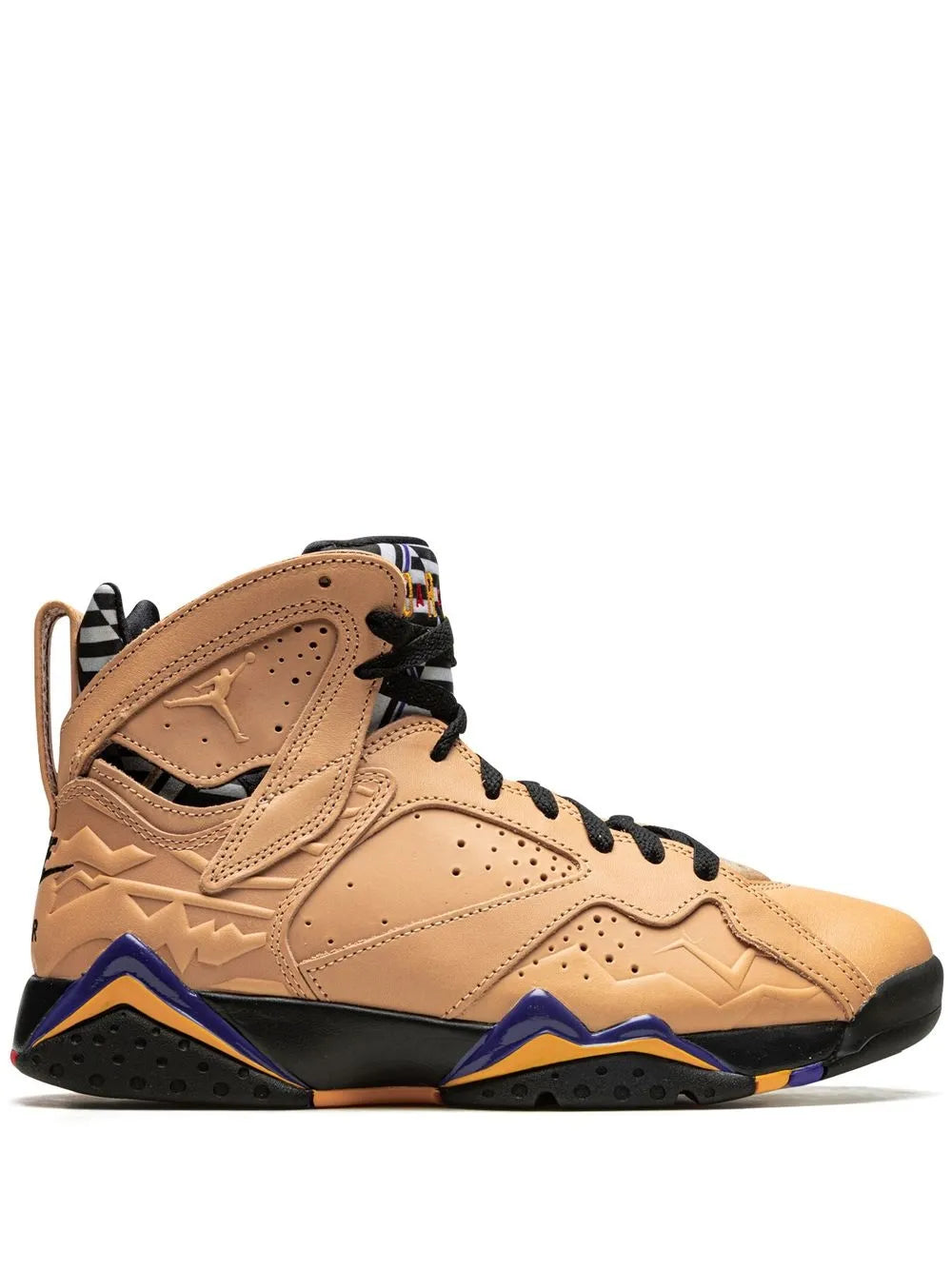 Exclusive Air Jordan 7 Afrobeats Sneakers — Vachetta Beige/Black — Size US M 5.5 - US W 7 — Front View