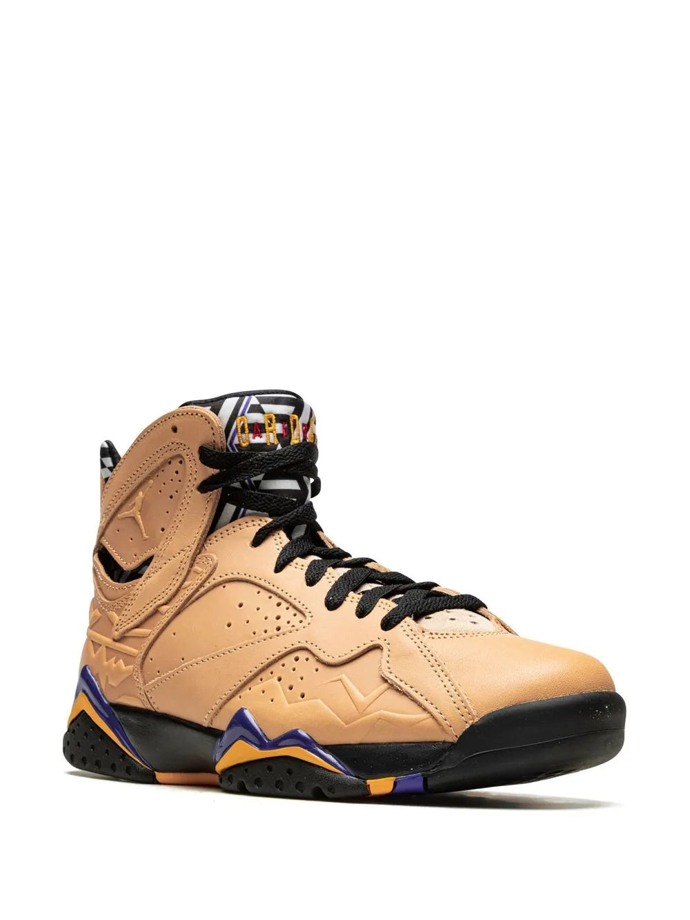 Exclusive Air Jordan 7 Afrobeats Sneakers — Vachetta Beige/Black — Size US M 5.5 - US W 7 — Side View