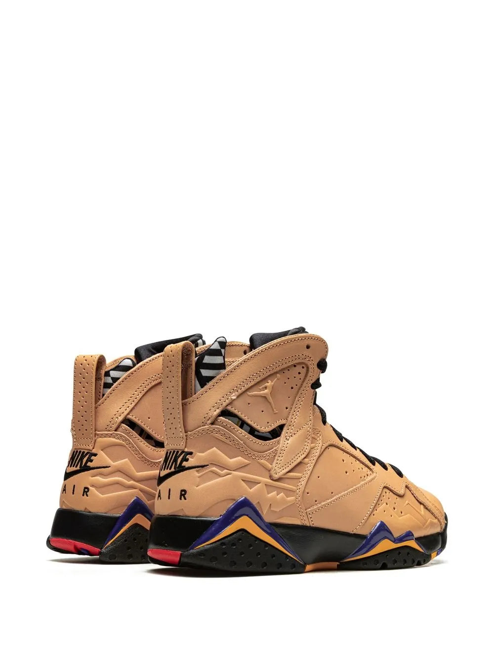 Exclusive Air Jordan 7 Afrobeats Sneakers — Vachetta Beige/Black — Size US M 5.5 - US W 7 — Back View