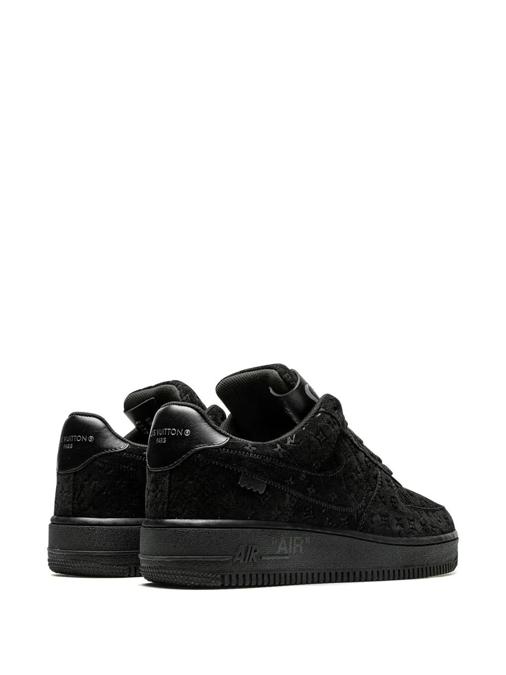 Exclusive Nike X Louis Vuitton X  Virgil Abloh Air Force 1 Low Black/Black Sneakers — Same as shown — Size US M 3.5 - US W 5 — Back View