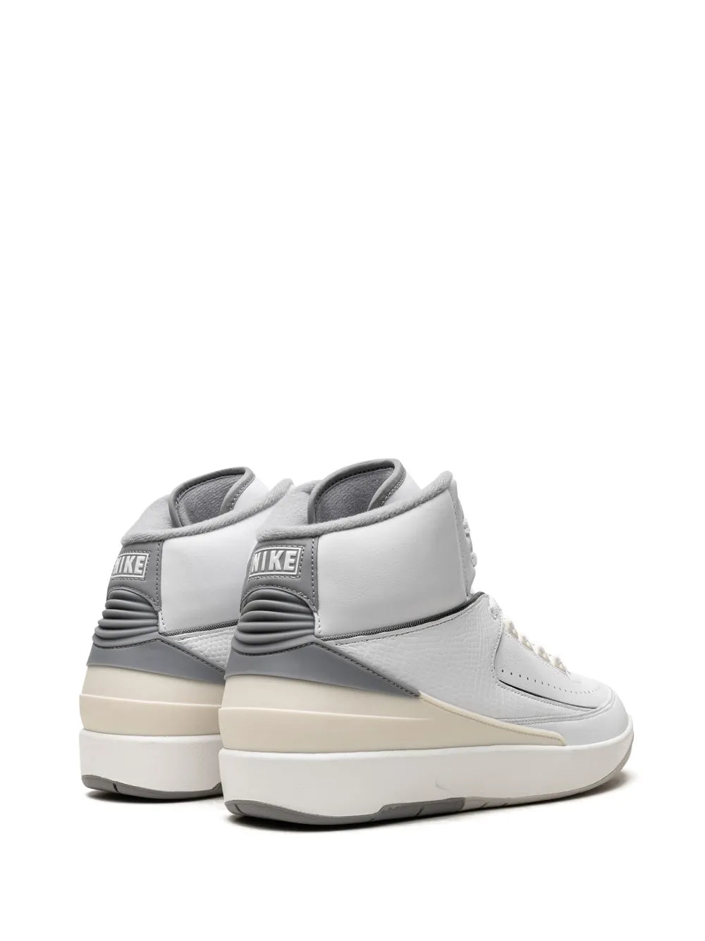 Exclusive Air Jordan 2 Sneakers — White/Grey — Size US M 4.5 - US W 6 — Back View