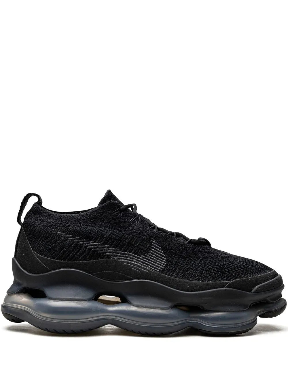 Exclusive Air Max Scorpion Flyknit Triple Black Sneakers — Black — Size US M 7.5 - US W 9 — Front View