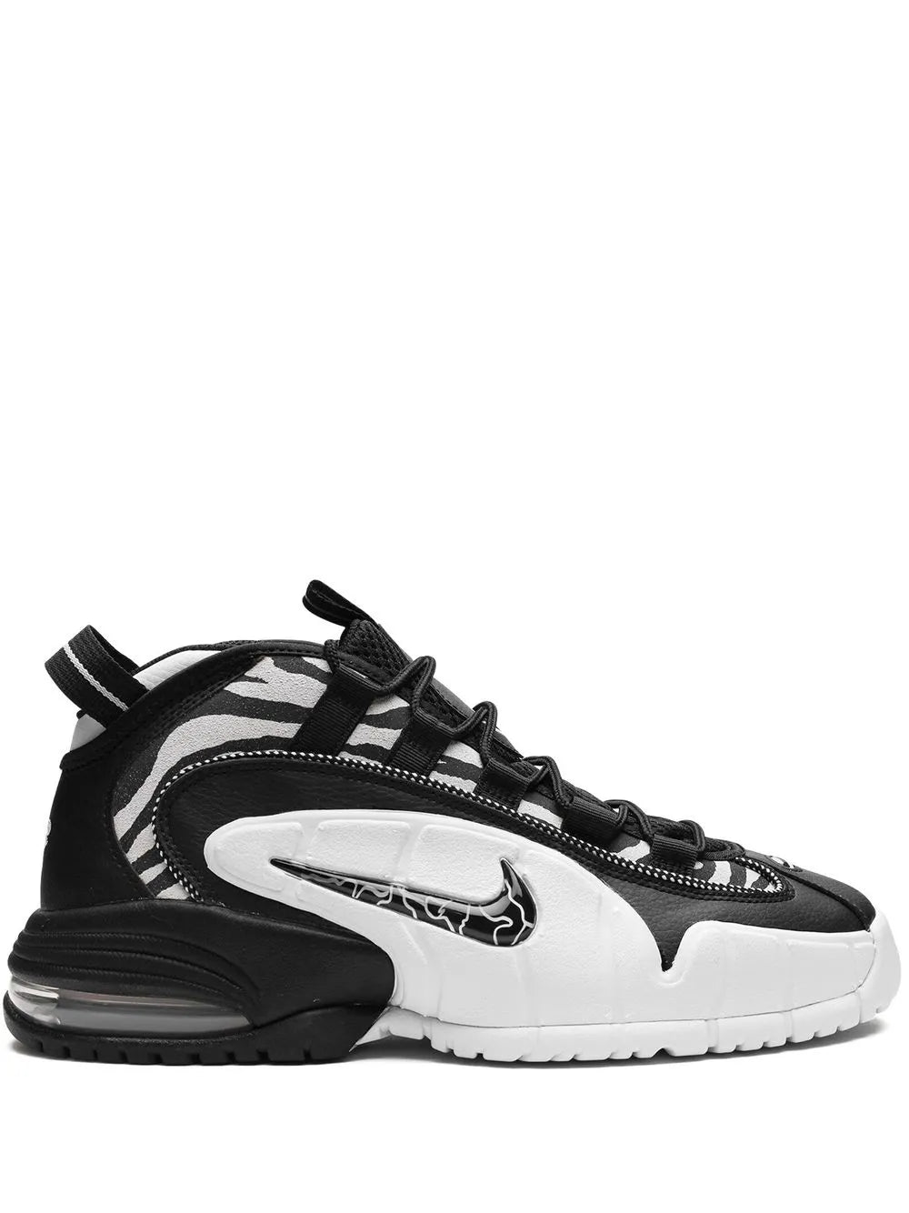 Exclusive Air Max Penny Tiger Stripes Sneakers — Black/White — Size US M 3.5 - US W 5 — Front View