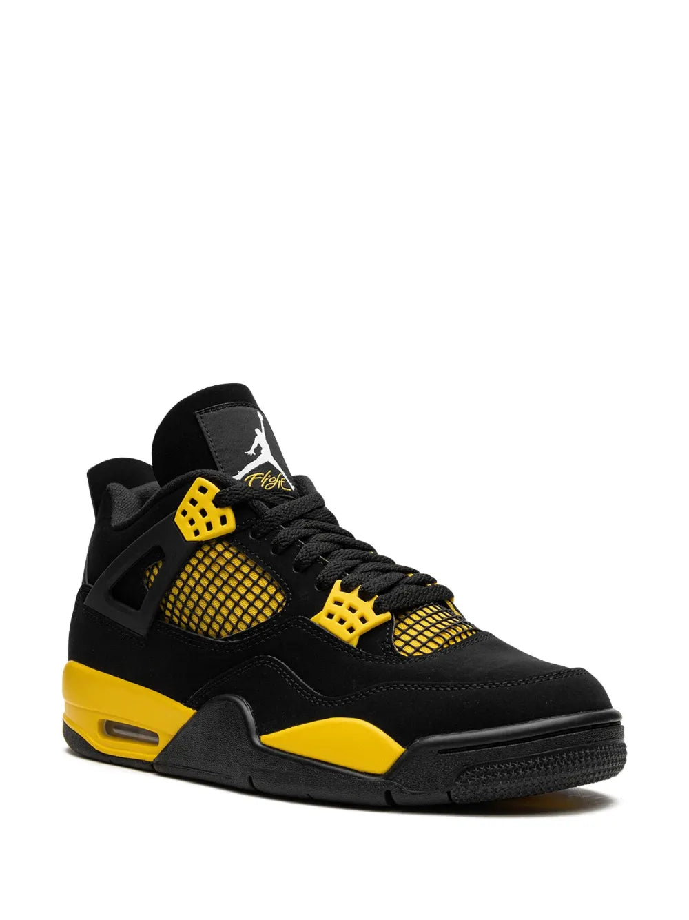 Exclusive Air Jordan 4 Retro Thunder 2023 Sneakers — Black — Size US M 11.5 - US W 13 — Side View