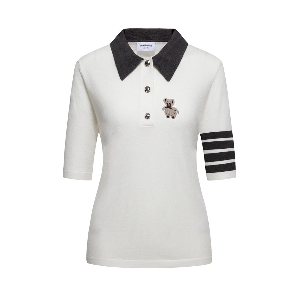 Exclusive MR.TOM  Women Bear POLO shirt — Black — Size 0/S — Side View