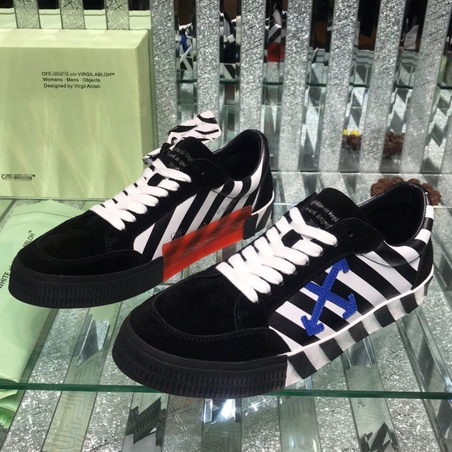 Exclusive Off-White  sneakers #62 — Black-yellow — Size 36 — Side View
