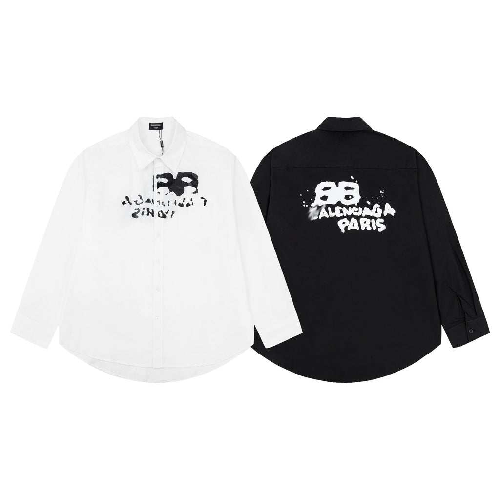 Exclusive 2025SS New Graffiti Shirt — Black — Size XS — Front View